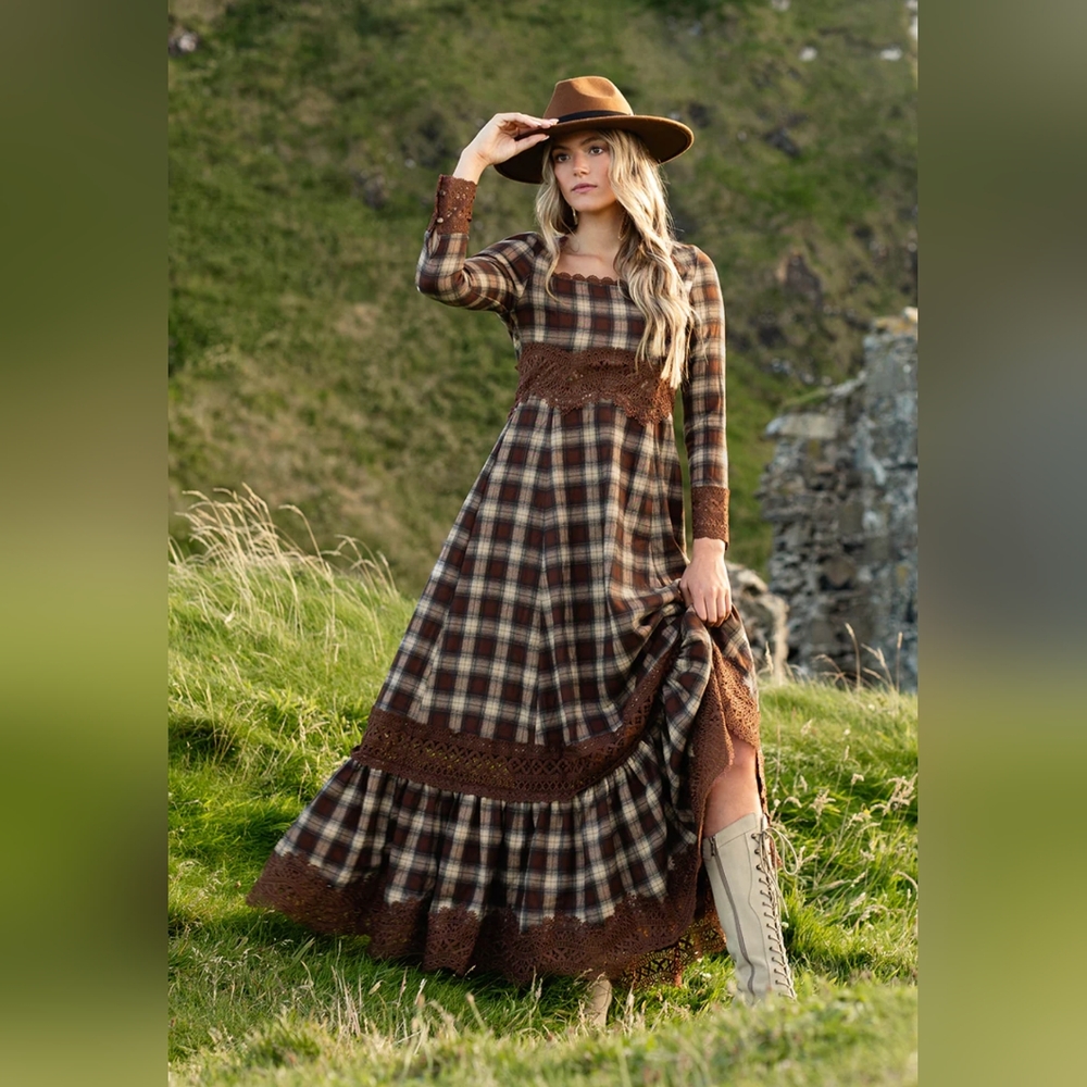 *Joyfolie* Roisin Dress in Cinnamon Tartan - size XL.